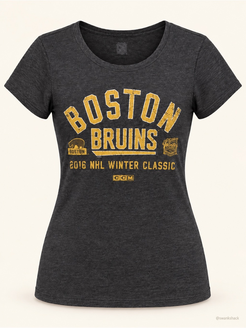 CCM Boston Bruins 2016 Winter Classic NHL T-Shirt Womens Large Gray